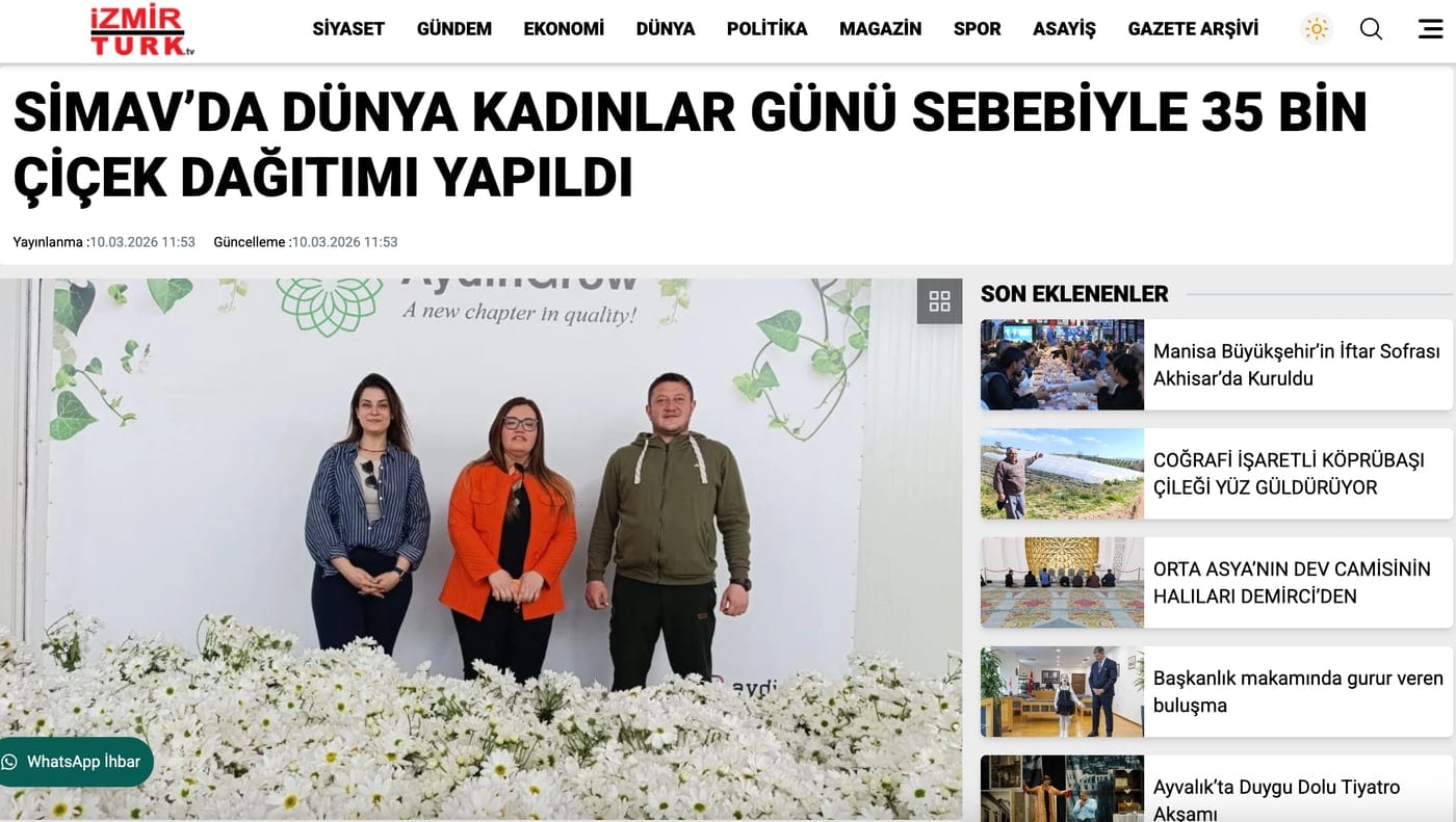 Simav’da Dünya Kadınlar Günü’nde 35 bin çiçek dağıtımı