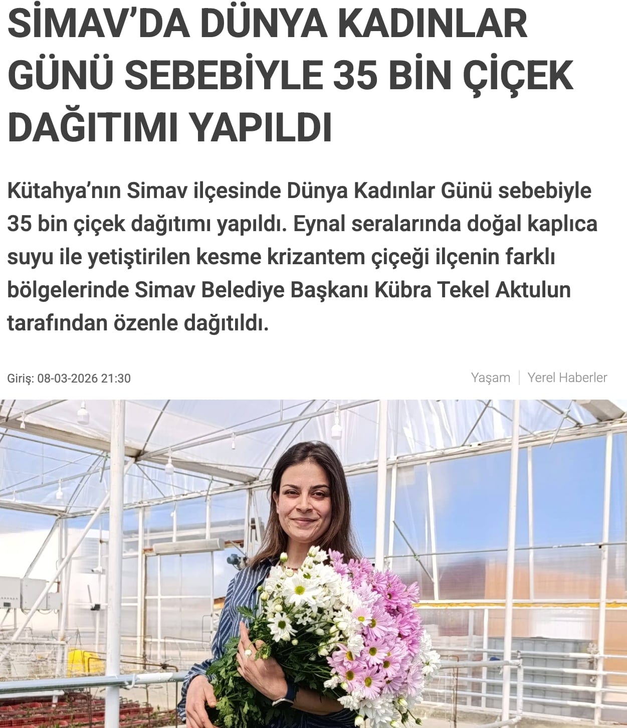 Simav’da kadınlara 35 bin çiçek